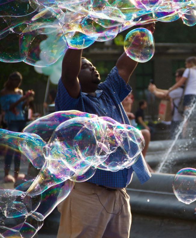 The Bubble Man in Washington Square Park Village Preservation