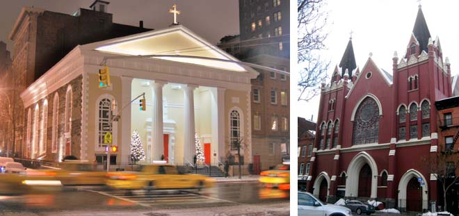 The University Parish of St. Joseph's (left) and The Church of St. Veronica-in-the-Village (right). 