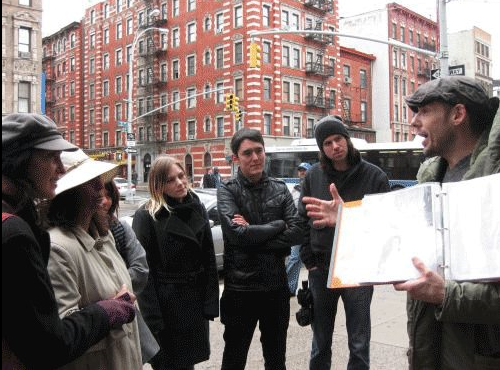 Eric Ferrara leads a tour about the history of the mafia on the Lower East Side.