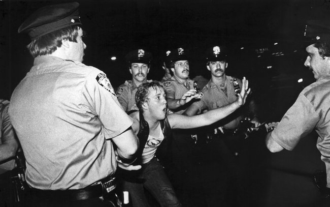 A photograph from the 1969 Stonewall protests by Ms. Lane that appeared in a 2010 documentary, “Stonewall Uprising.” Courtesy of the New York Times.