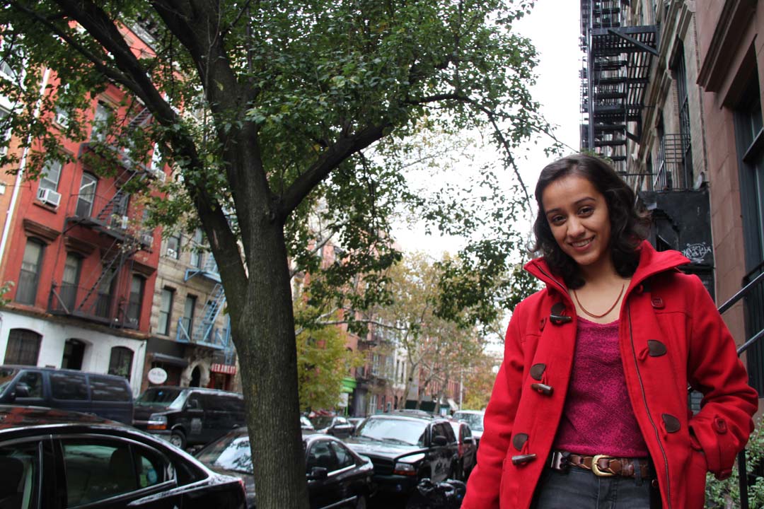 Cooper Union senior Isha Patel on East 9th Street, a favorite place.