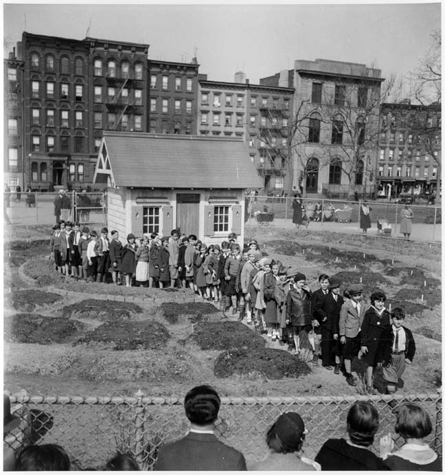 Tompkins Square Park children's garden opening ceremony, 1934. Photo courtesy of the New York City Parks Photo Archive.