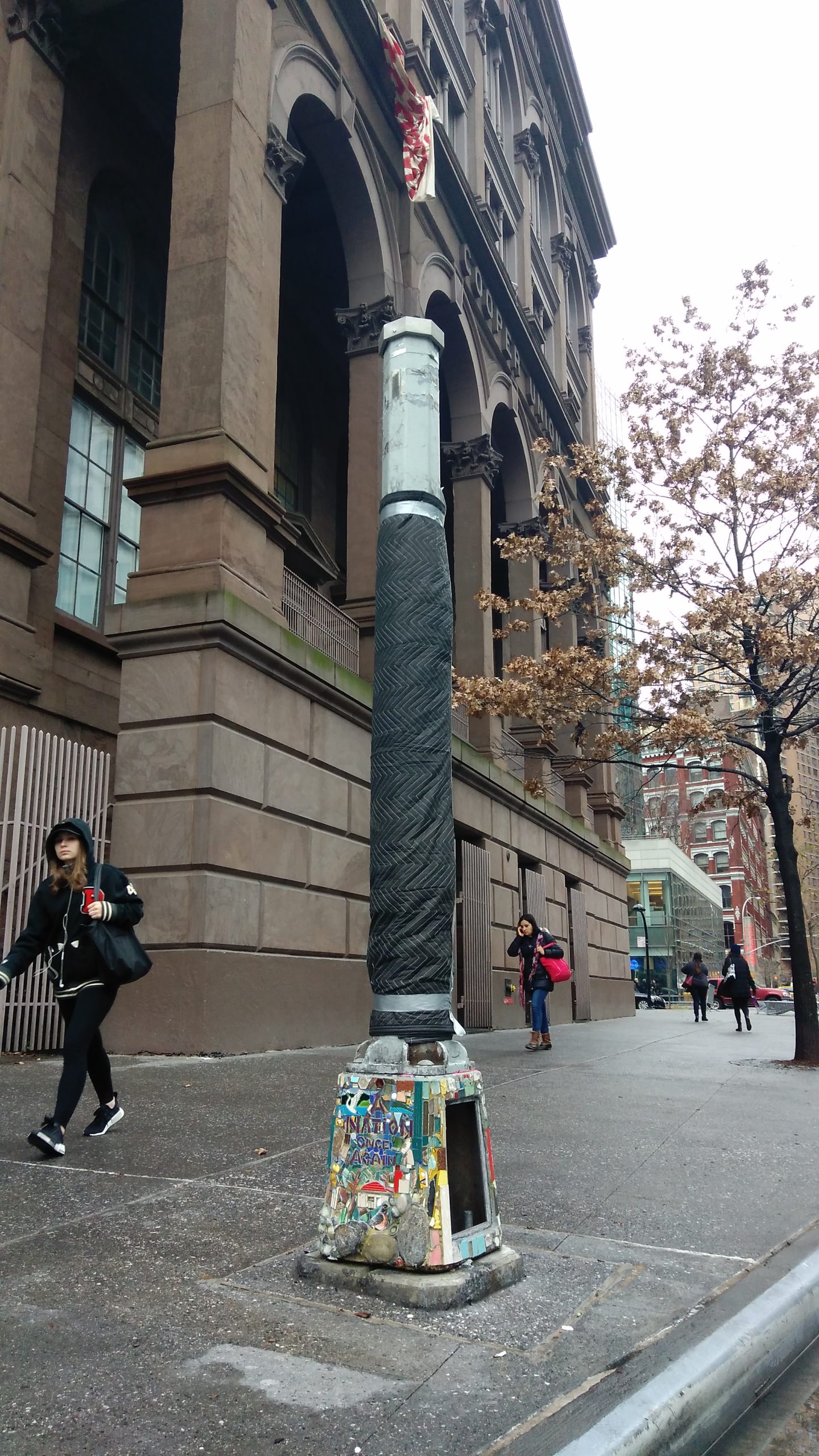 Final pole to be completed in front of Cooper Union. And you can help.