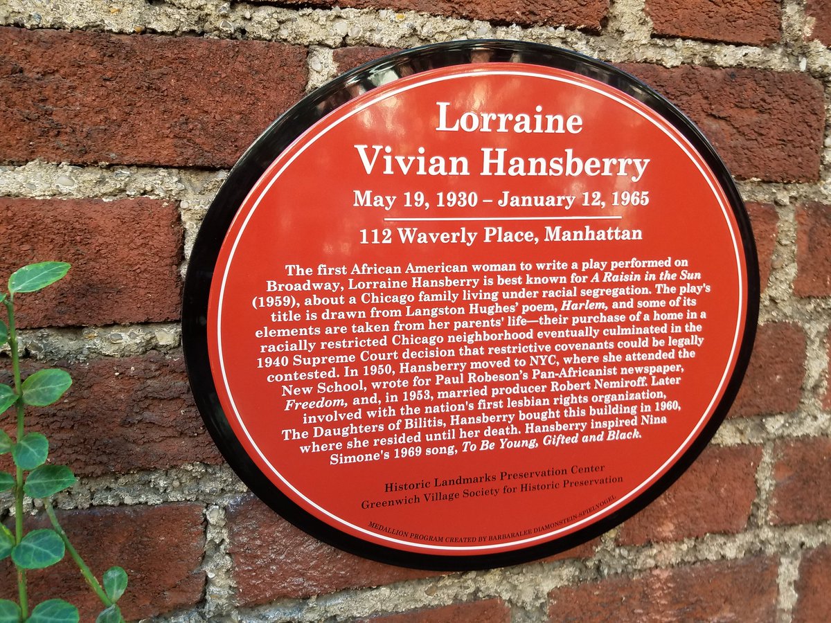 Image result for lorraine hansberry plaque waverly place