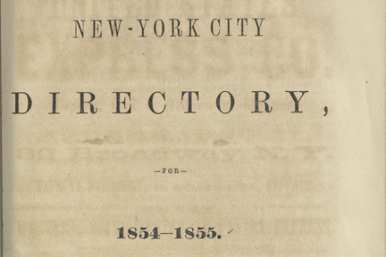 Screenshot: Title Page, NYC Directory 1854