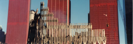 Destroyed Facade of Tower 2 Facing the Millennium Hotel, 22 Cortlandt Street, and One Liberty Plaza (l. to r.)