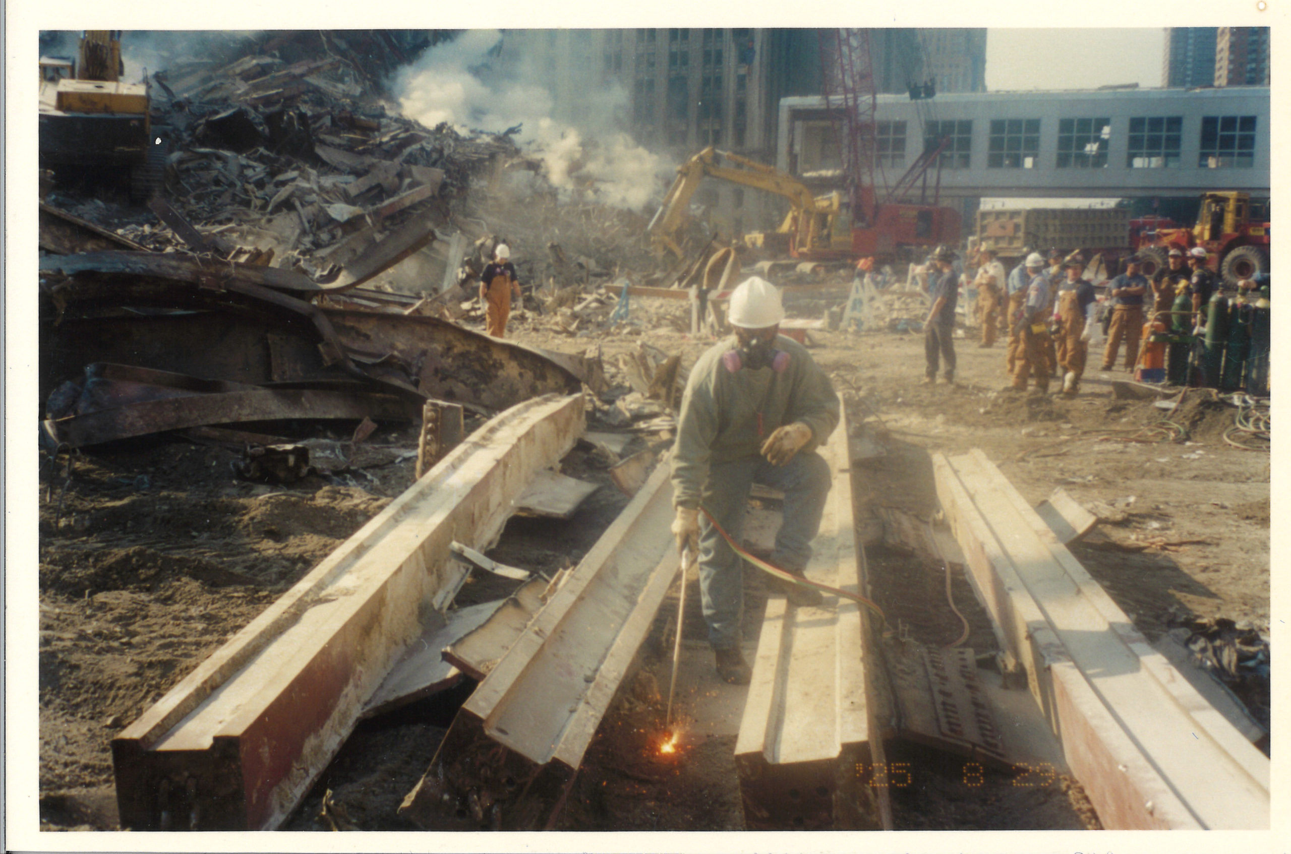 Digger Working to Clear Debris at Ground Zero in Front of