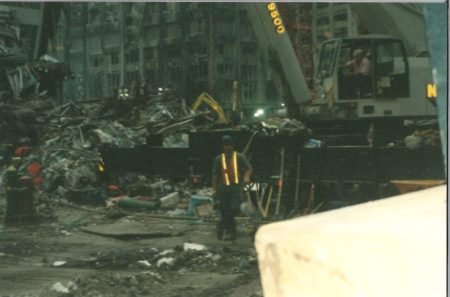 Unknown worker operating a crane