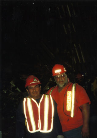 Unknown workers at night at Ground Zero