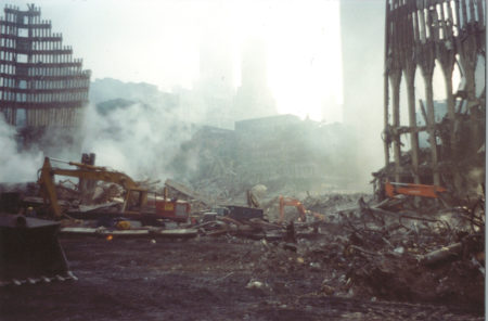 WTC 1 and 2 Exoskeletong with Destroyed WTC5 in the Middle