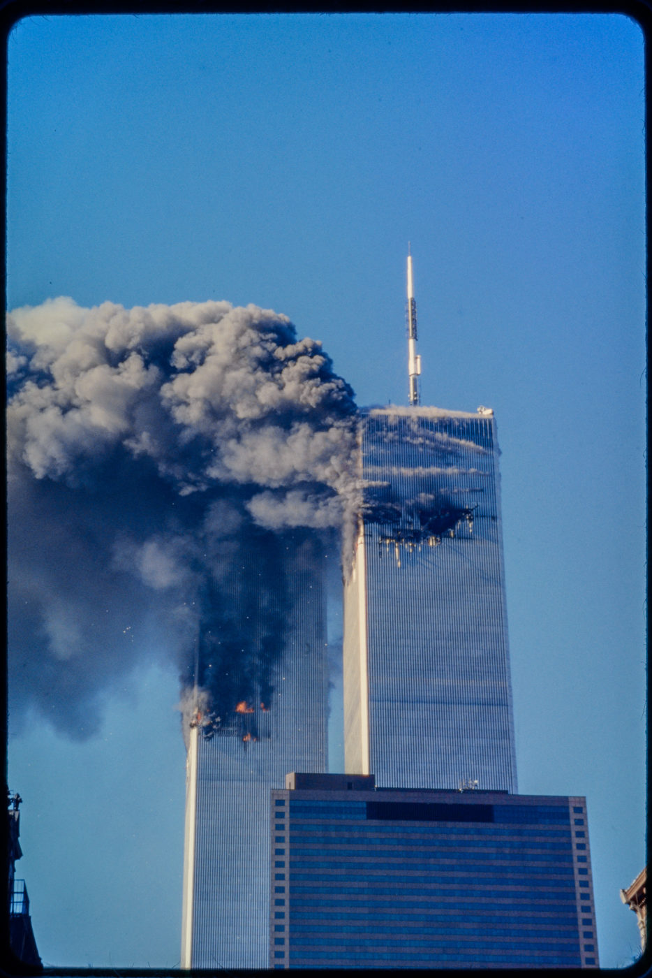 Towers Burning as Seen from Worth and Hudson Streets.jpg