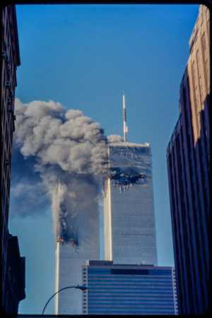 Towers Burning with 60 Worth Street on right.jpg