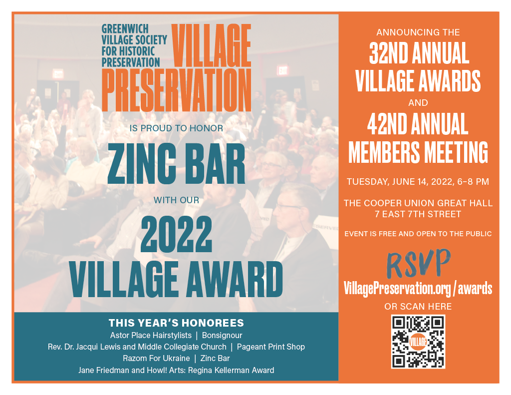 Announcing Zinc Bar as a 2022 Village Award Winner