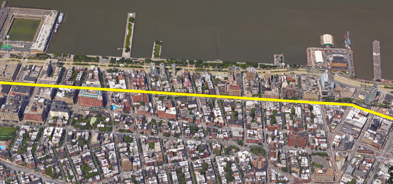 Aerial map showing air rights in Hudson River Park