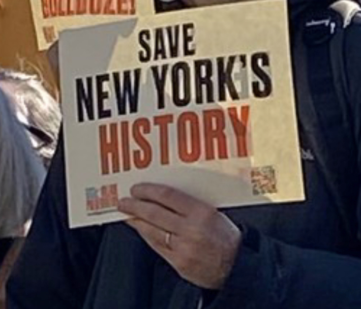 Sign reading Save New York's History